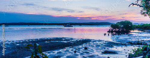 sunset over river