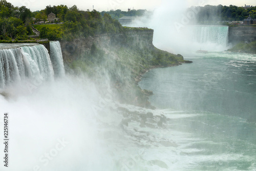 Niagara falls between United States of America and Canada from New York State  USA