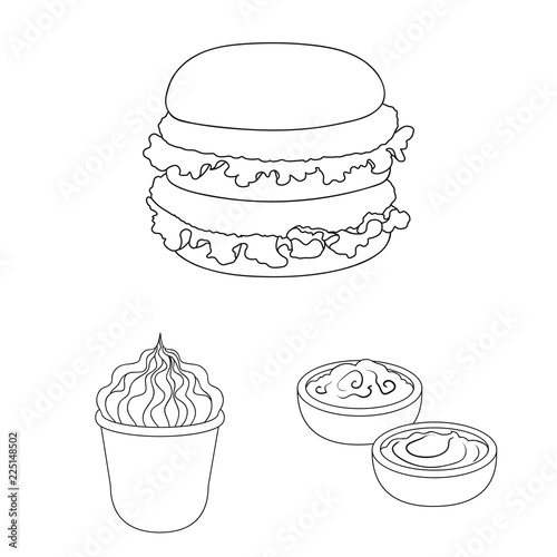 Fast food outline icons in set collection for design.Food from semi-finished products vector symbol stock web illustration.