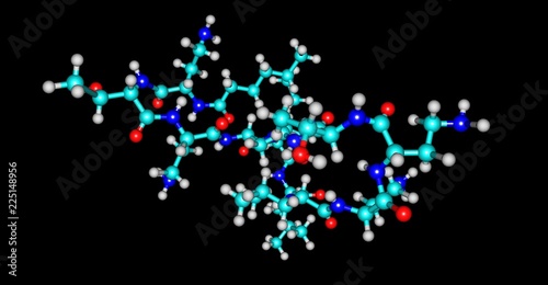 Colistin molecular structure isolated on black photo