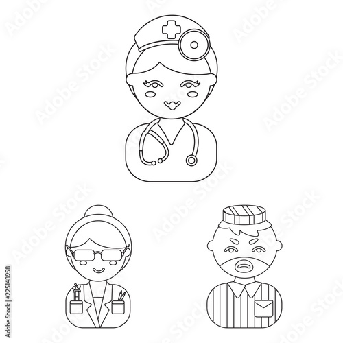 People of different professions outline icons in set collection for design. Worker and specialist vector symbol stock web illustration.