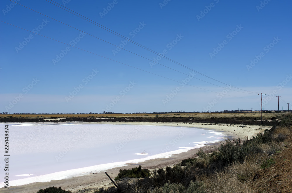 White salt lake between Hyden and Albany, WA, Australia