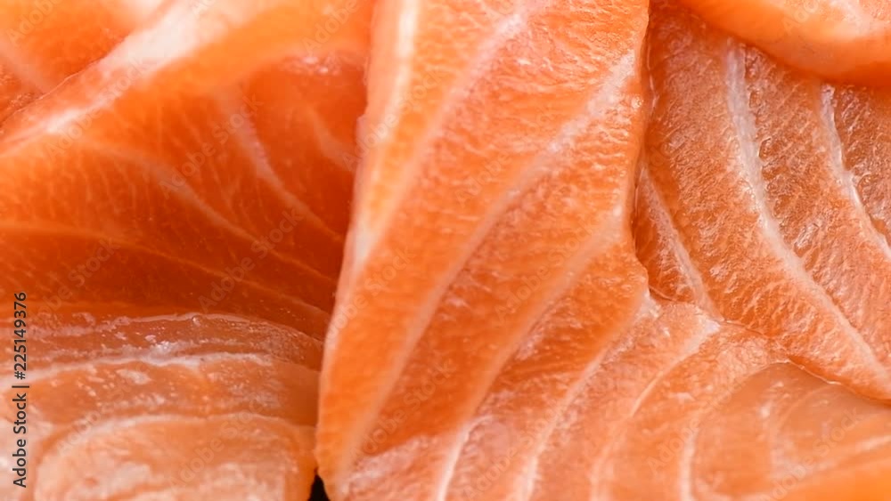 uncooked fresh salmon slice rotation