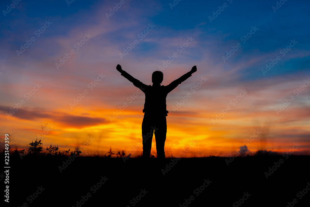 Silhouette women successful and happy. Silhouette women successful and happy.