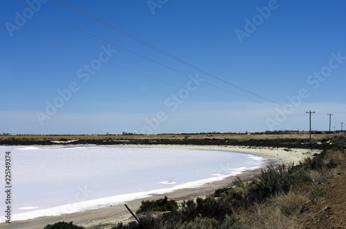 White salt lake between Hyden and Albany  WA  Australia