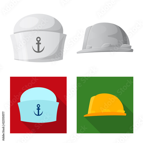 Isolated object of headgear and cap symbol. Set of headgear and accessory stock vector illustration.