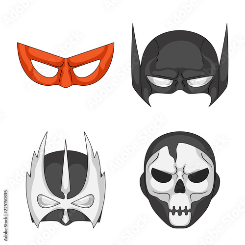 Vector illustration of hero and mask symbol. Collection of hero and superhero stock vector illustration.