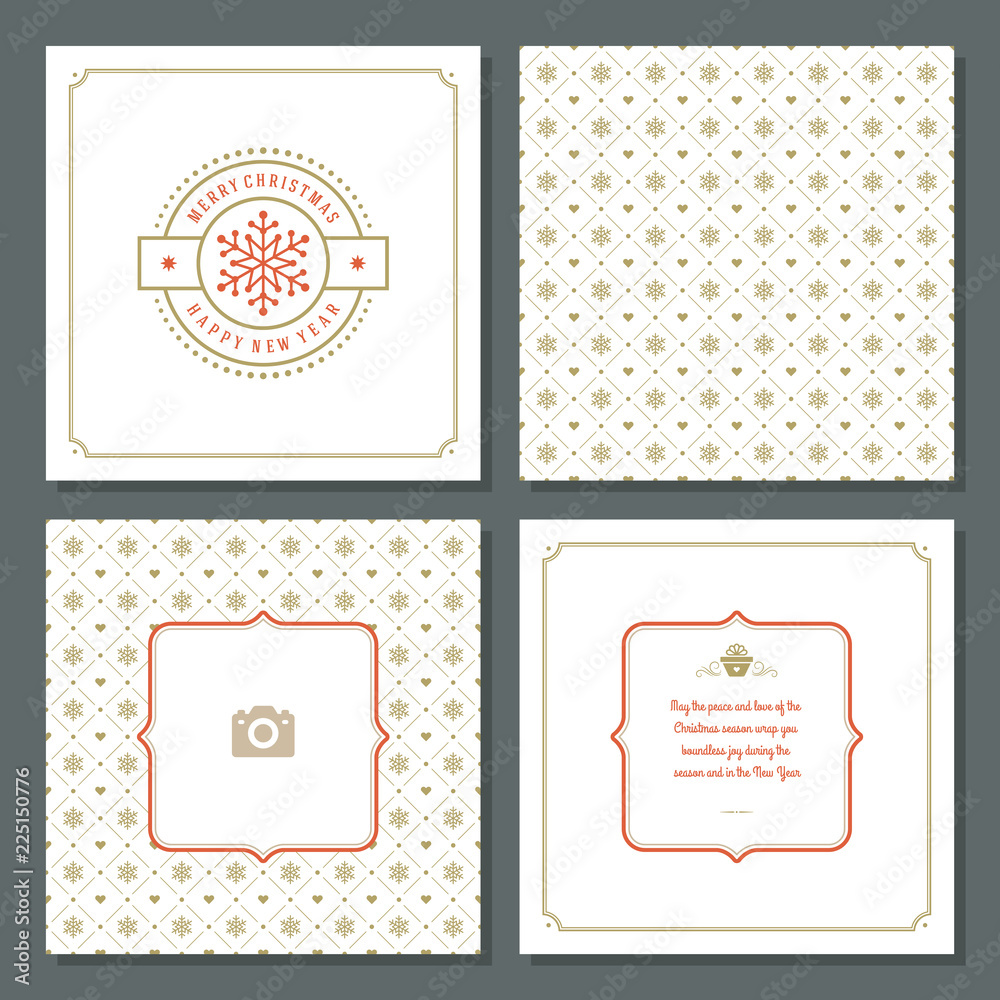 Christmas greeting card vector design and pattern background