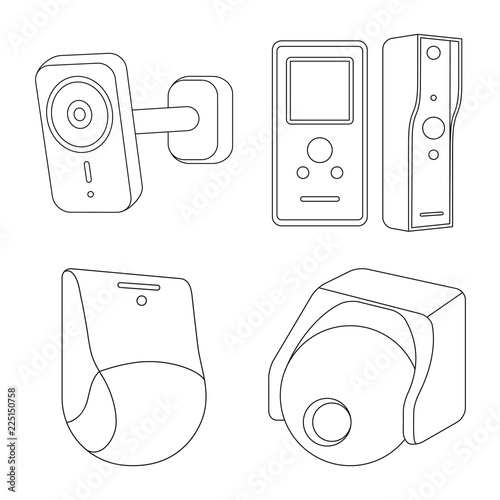 Isolated object of cctv and camera sign. Set of cctv and system vector icon for stock.