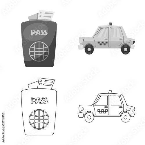 Vector illustration of airport and airplane logo. Collection of airport and plane stock vector illustration.