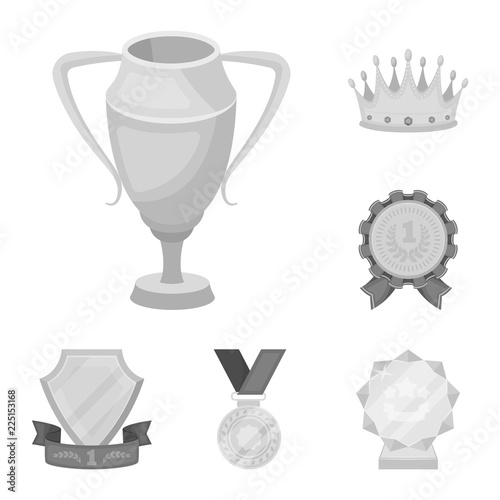 Awards and trophies monochrome icons in set collection for design.Reward and achievement vector symbol stock web illustration.