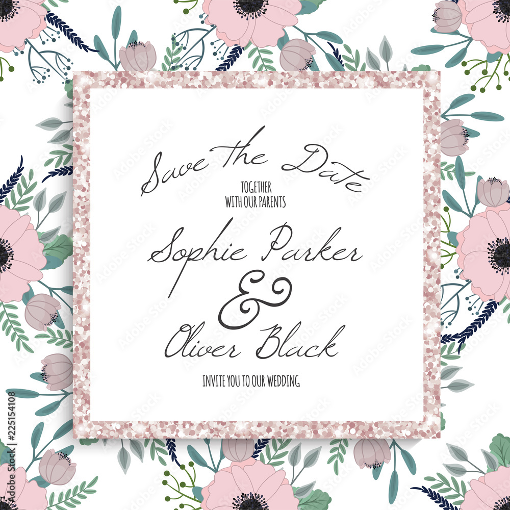 Wedding invitation with colorful flower. Wedding invitation with colorful flower.
