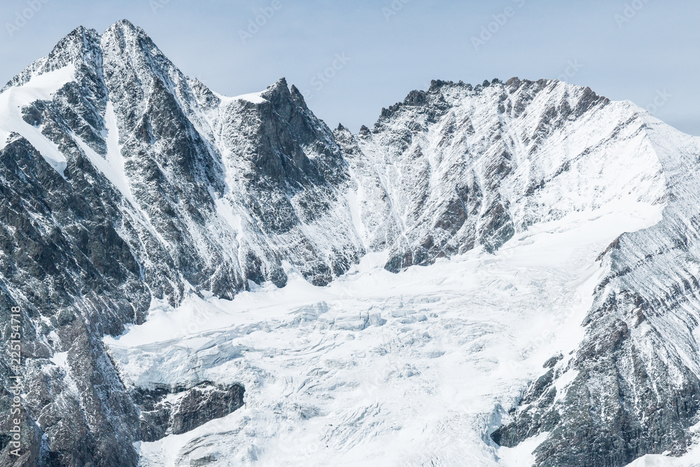 mountain view with glacier and ice in summer mountain view with glacier and ice in summer