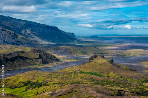 The dramatically beautiful and surreal landscapes of Thorsmork in the Highlands of Iceland at southern end of the famous Laugavegur hiking trail.