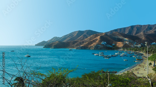 overview at taganga a small fisher village in colombia photo