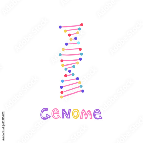 Spiral DNA - hand drawn genome sequencing illustration. Human dna research technology symbol.