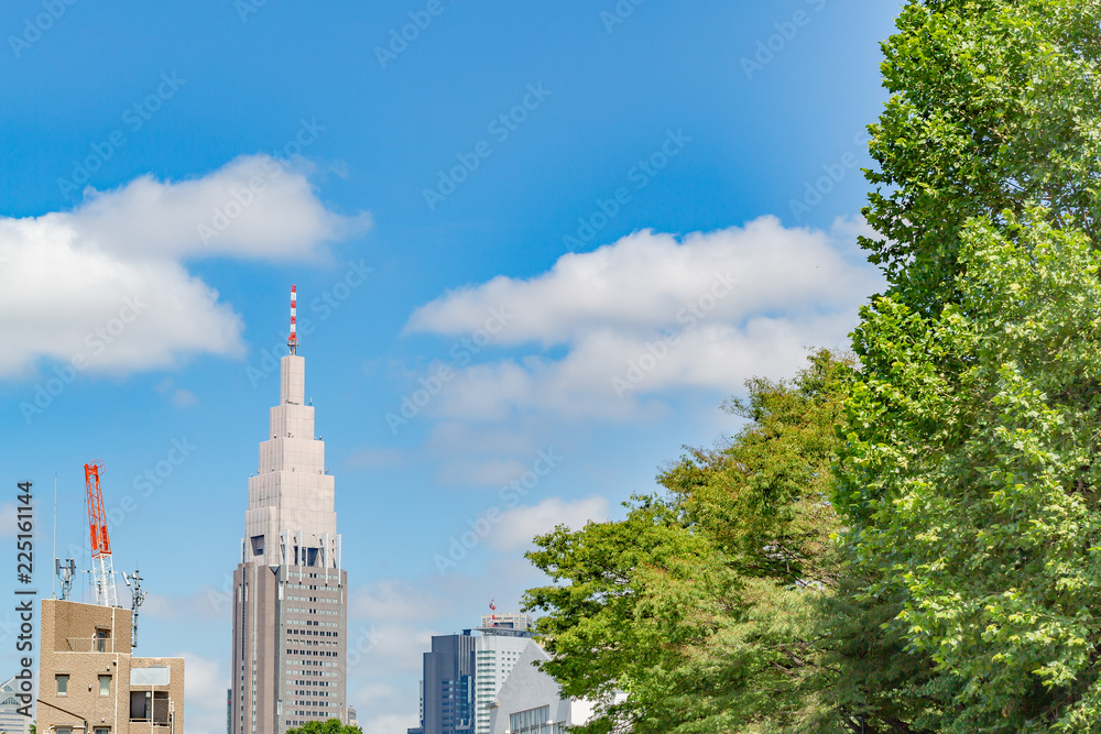 Fototapeta premium 新緑とビル群