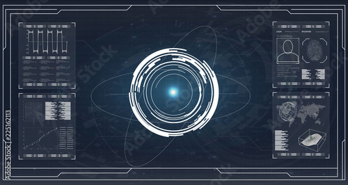 Blue radar screen. Futuristic abstract technology background innovation concept vector illustration. Web design, development. Hud ui. 