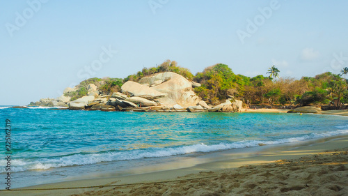 tropical beach with turquoise water at tayrona natural park