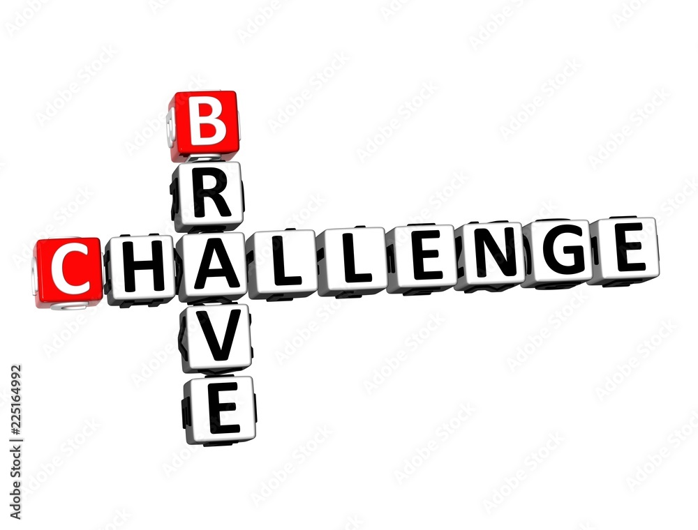 3D Rendering Crossword Breave Challenge over white background 3D Rendering Crossword Breave Challenge over white background
