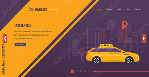 Taxi service. Order vehicle for trip around city, online taxi.