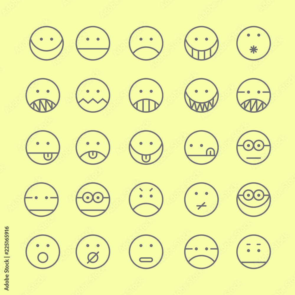 Fototapeta premium Set of Emoticon with simple line design style