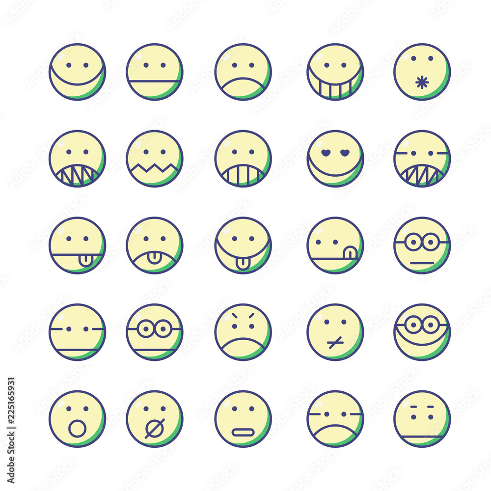 Fototapeta premium Set of Emoticon with simple line design style