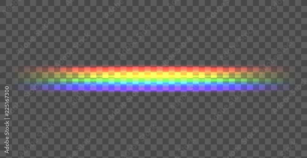 Vector Rainbow Straight Line, Shining Illustration on Dark Background,  Transparent Line. Stock Vector