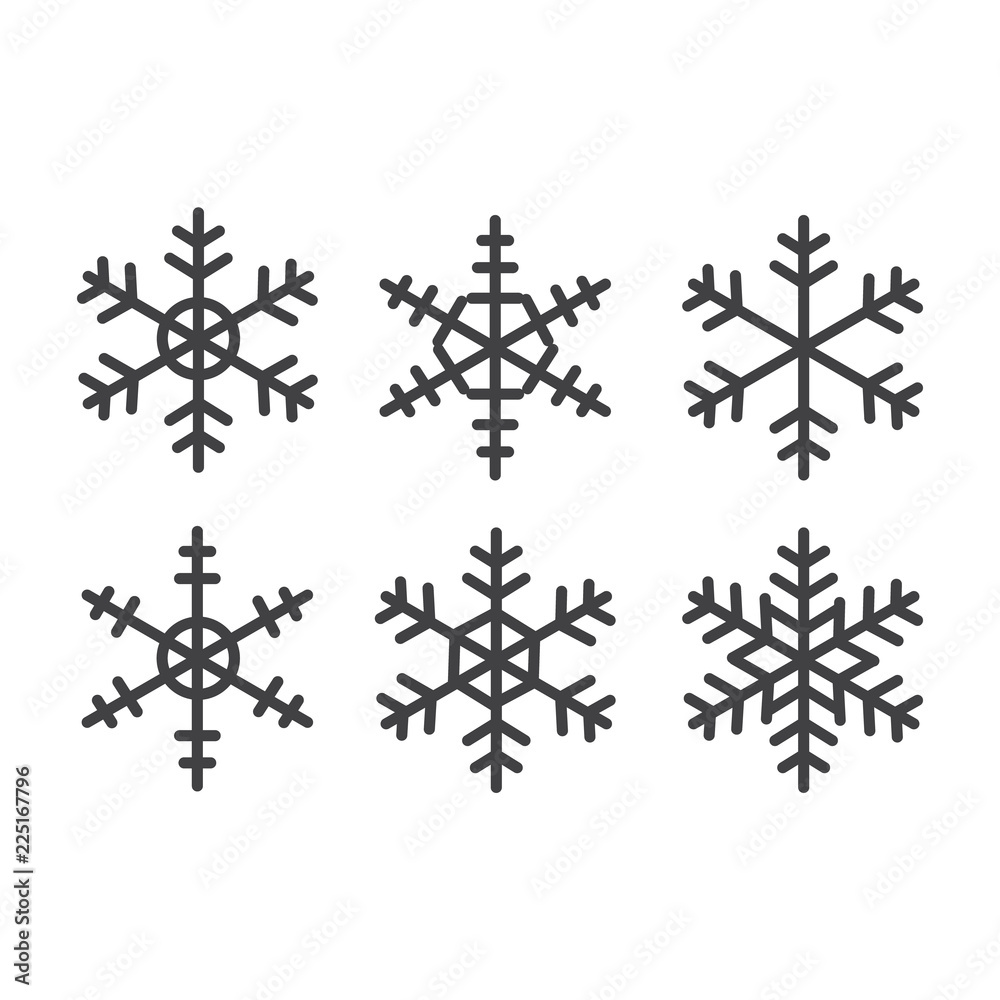 Bright snowflakes vector. Colorful vector snowflakes of collection isolated