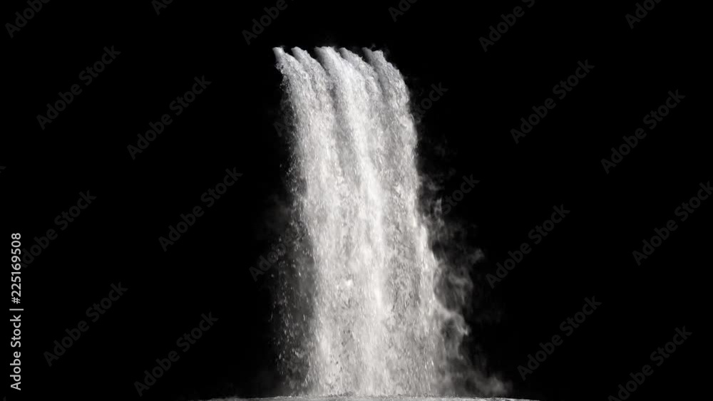 waterfall texture seamless loop, 4k, isolated on black with alpha and separate foam layer