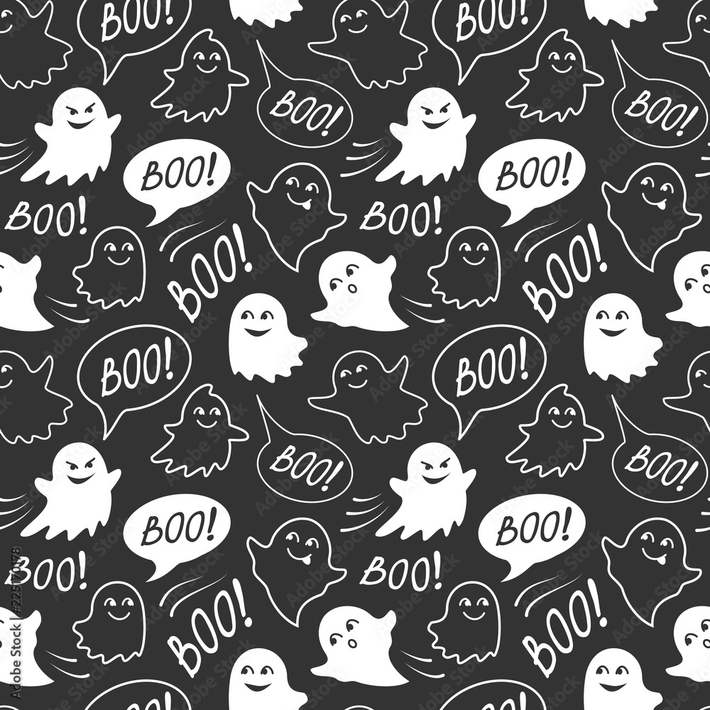 Halloween festive seamless pattern. Black and white endless background ...