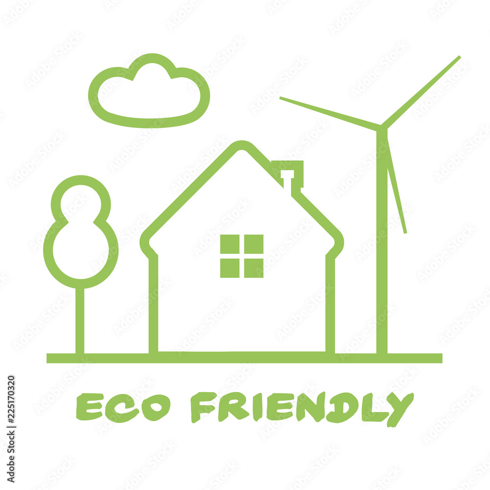 Green house with eco friendly lettering. Green house with eco friendly lettering.