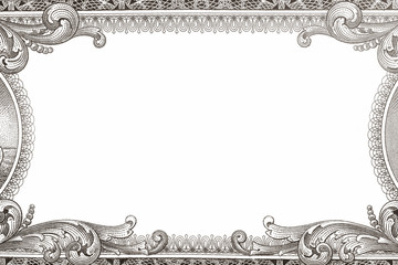 U.S. dollar border with empty middle area. sepia design