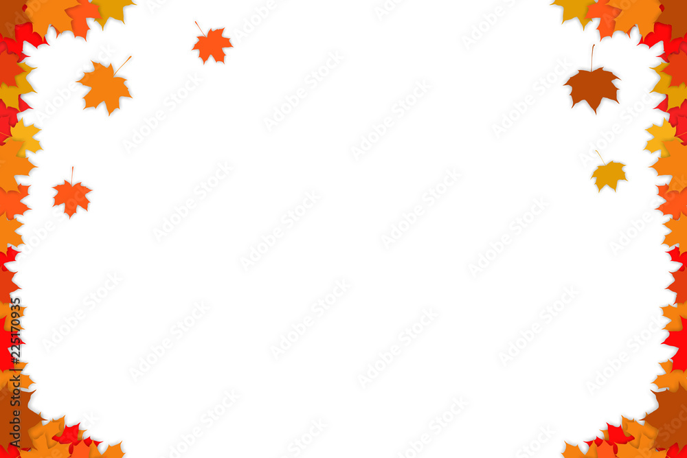 Autumn background with multi-colored autumn leaves. White background. Autumn background with multi-colored autumn leaves. White background.