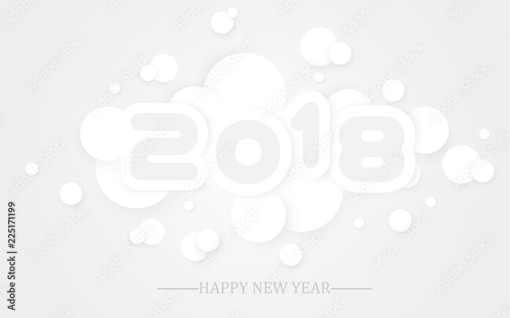 2018 happy new year  simple writing white with shading