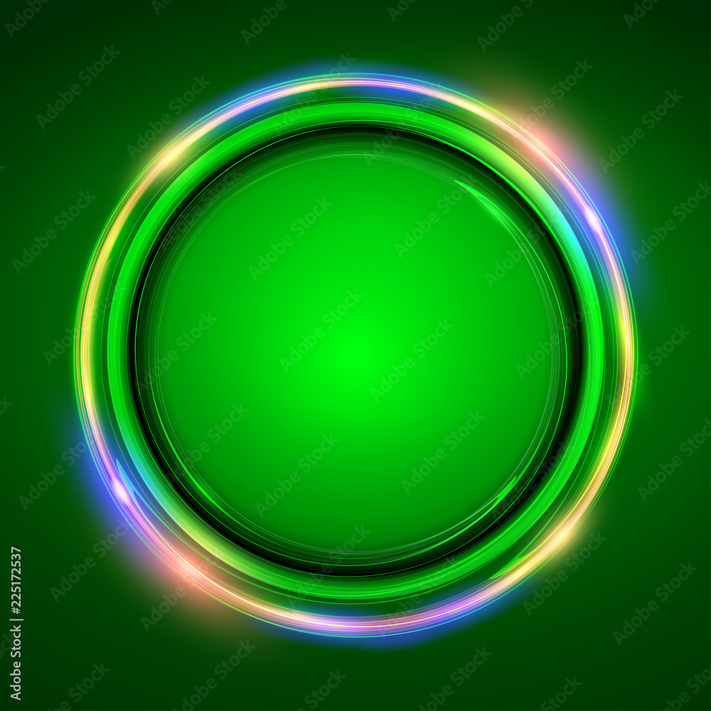 Neon round frame .Abstract Background with Led Light Effect Neon round frame .Abstract Background with Led Light Effect