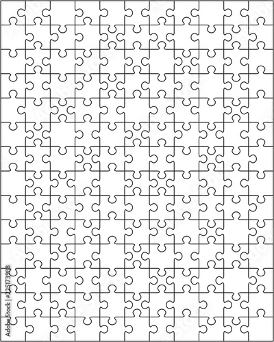 Vector illustration of white puzzle, separate pieces
