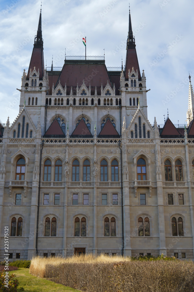 Exterior of Hungarian Parliament Building in Budapest on December 29, 2017.