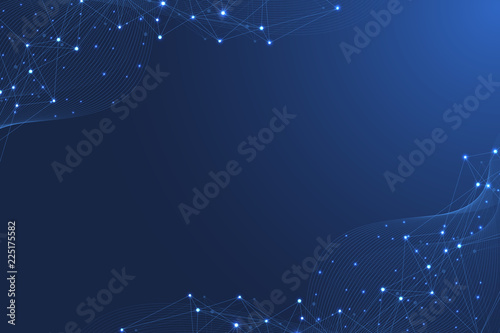 Scientific molecule background for medicine, science, technology, chemistry. Wallpaper or banner with a DNA molecules, atoms, neurons. Abstract futuristic background. Vector illustration