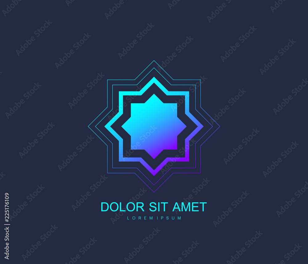 Arabic vector logo design template style. Abstract Islamic symbol. Emblem for luxury products, boutiques, jewelry, oriental cosmetics, hotels, restaurants, shops and stores