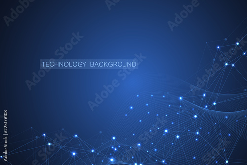 Abstract plexus background with connected lines and dots. Wave flow. Plexus geometric effect Big data with compounds. Lines plexus, minimal array. Digital data visualization. Vector illustration