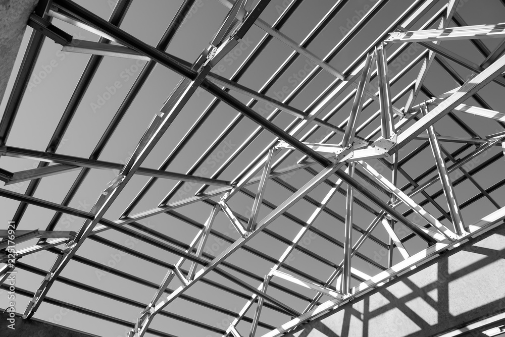 Structure of steel roof frame.