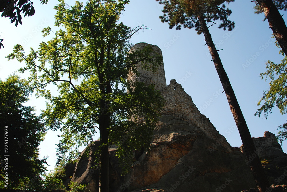 Bottom view of ruins of Frydstejn castle in Czech Republic Bottom view of ruins of Frydstejn castle in Czech Republic