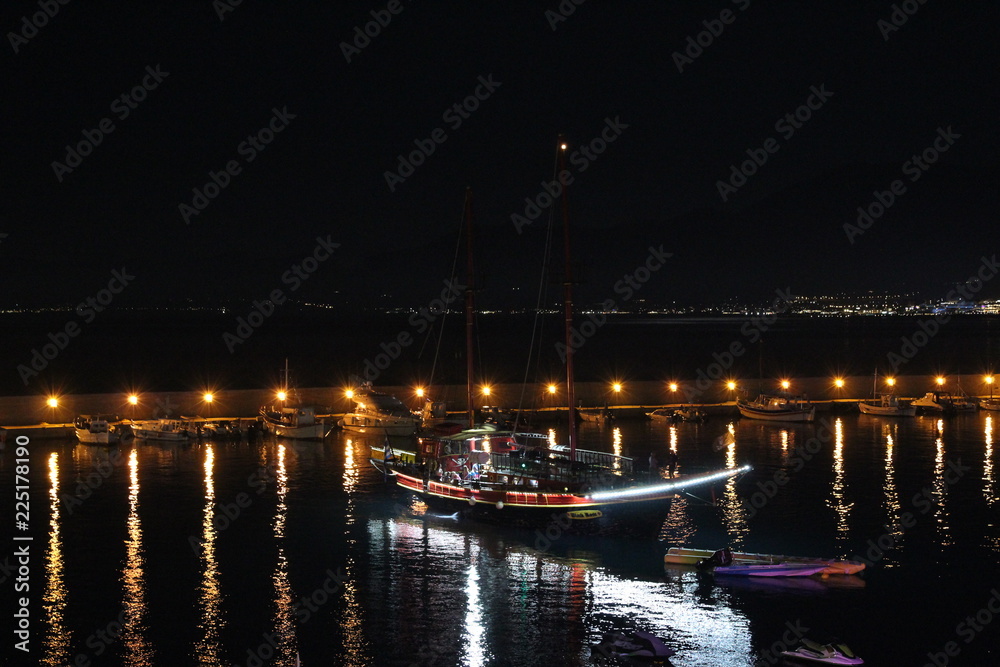 pirate boat by night
