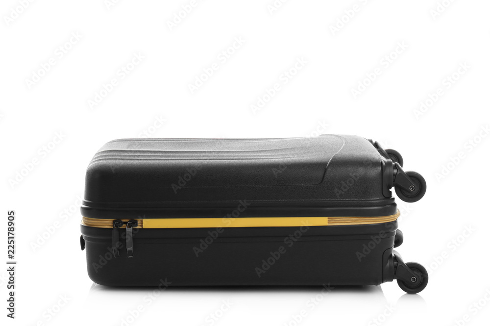 Black suitcase for travelling on white background Black suitcase for travelling on white background