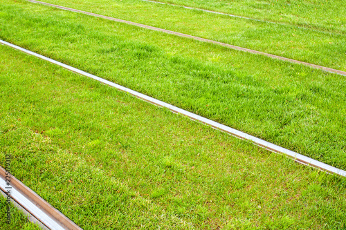 Rails located on the grass