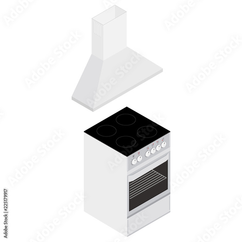 Kitchen stove and hood