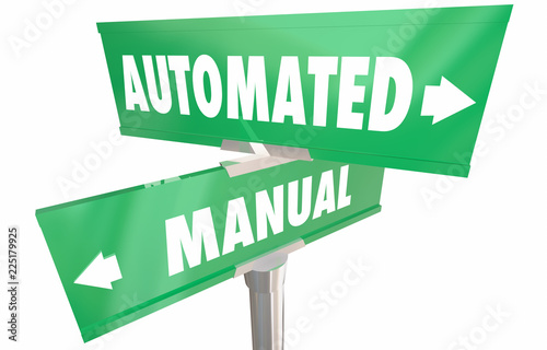 Automated Vs Manual Work Tasks 2 Two Way Road Signs 3d Illustration