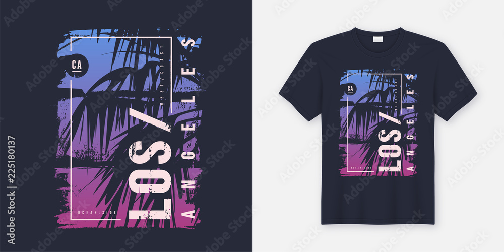 Los Angeles California graphic tee vector design with palm tree