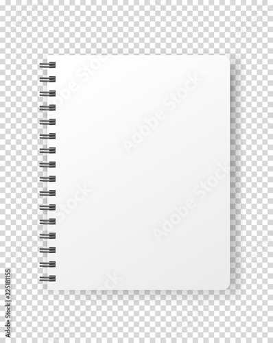 Notebook vector mockup. Vector object isolated on transparent background